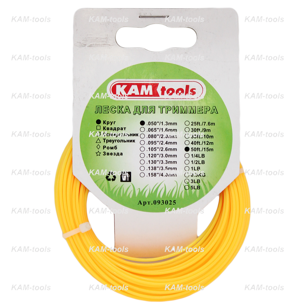 Леска д/триммера KAM-tools 1,3/15м круг Леска д/триммера KAM-tools 1,3/15м круг