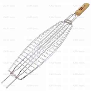 Решетка-гриль KAM-tools 360*125 мм для рыбы хром